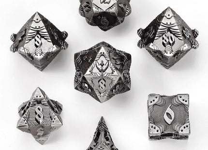 Gamers Guild AZ HYMGHO HYMGHO Dice: HY00460 Solid Metal Paladin Class Rpg Dice Set - Ancient Silver HYMGHO