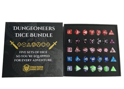 Gamers Guild AZ HYMGHO HYMGHO Dice: HY00522 Dungeoneers Dice Bundle - 5 Sets of Random Polymer Dice HYMGHO