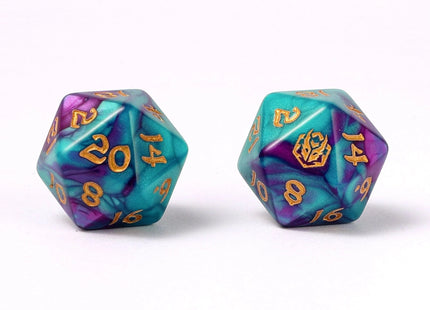 Gamers Guild AZ HYMGHO HYMGHO Dice: HY02001 Wyrmforged Rollers - Rounded Edge 8 Piece Polyhedral Dice set - Frostbloom HYMGHO