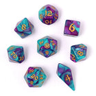 Gamers Guild AZ HYMGHO HYMGHO Dice: HY02001 Wyrmforged Rollers - Rounded Edge 8 Piece Polyhedral Dice set - Frostbloom HYMGHO