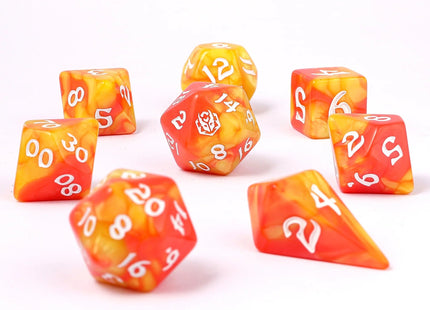 Gamers Guild AZ HYMGHO HYMGHO Dice: HY02006 - Wyrmforged Rollers - Rounded Edge 8 Piece Polyhedral Dice set - Fae Candy HYMGHO