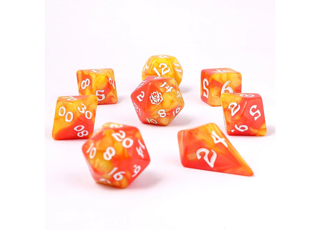 Gamers Guild AZ HYMGHO HYMGHO Dice: HY02006 - Wyrmforged Rollers - Rounded Edge 8 Piece Polyhedral Dice set - Fae Candy HYMGHO
