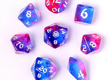 Gamers Guild AZ HYMGHO HYMGHO Dice: HY02011 Wyrmforged Rollers - Rounded Edge 8 Piece Polyhedral Dice set - Unicorn Tears HYMGHO