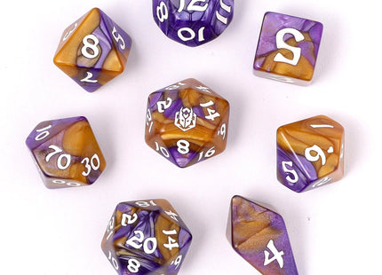 Gamers Guild AZ HYMGHO HYMGHO Dice: HY02014 - Wyrmforged Rollers - Rounded Edge 8 Piece Polyhedral Dice set - Magister Robes HYMGHO