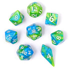 Gamers Guild AZ HYMGHO HYMGHO Dice: HY02015 Wyrmforged Rollers - Rounded Edge 8 Piece Polyhedral Dice set - Verdant Stream HYMGHO