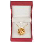 Gamers Guild AZ HYMGHO HYMGHO Dice: HYJ008  - Dragon's Eye D20 Necklace - Gold with Ruby Gems HYMGHO