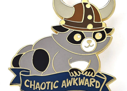 Gamers Guild AZ HYMGHO HYMGHO Dice: HYPN047 - Quest's Reward Fine Art Pin - Alternative Alignments - Chaotic Awkward - Raccoon HYMGHO