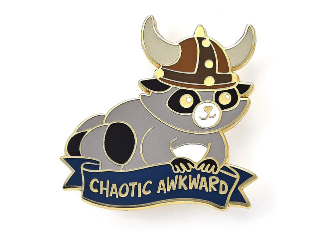 Gamers Guild AZ HYMGHO HYMGHO Dice: HYPN047 - Quest's Reward Fine Art Pin - Alternative Alignments - Chaotic Awkward - Raccoon HYMGHO