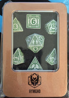 Gamers Guild AZ HYMGHO HYMGHO Dice - Metal Bard RPG Dice Set White w/Green HYMGHO