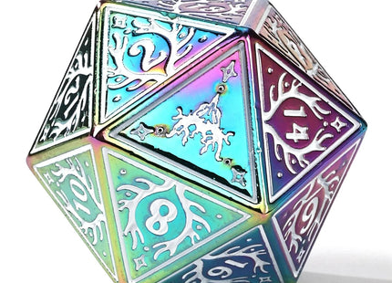 Gamers Guild AZ HYMGHO HYMGHO Dice - Metal Druid RPG Dice Set Rainbow w/White HYMGHO