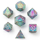 Gamers Guild AZ HYMGHO HYMGHO Dice - Metal Druid RPG Dice Set Rainbow w/White HYMGHO