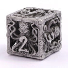 Gamers Guild AZ HYMGHO Lllithids Mind Cage Hollow Metal Dice Set - Ancient Silver HYMGHO