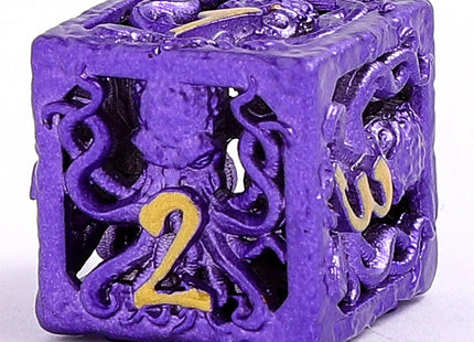 Gamers Guild AZ HYMGHO Lllithids Mind Cage Hollow Metal Dice Set - Purple w/Gold HYMGHO