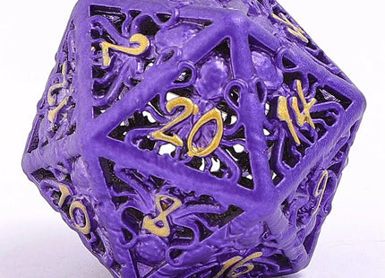 Gamers Guild AZ HYMGHO Lllithids Mind Cage Hollow Metal Dice Set - Purple w/Gold HYMGHO