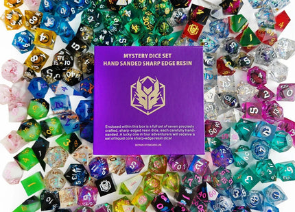 Gamers Guild AZ HYMGHO Mystery Full Matching Set of 7 Sharp Edge Resin Dice Set HYMGHO