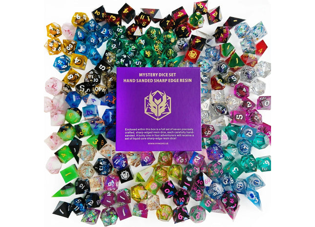 Gamers Guild AZ HYMGHO Mystery Full Matching Set of 7 Sharp Edge Resin Dice Set HYMGHO
