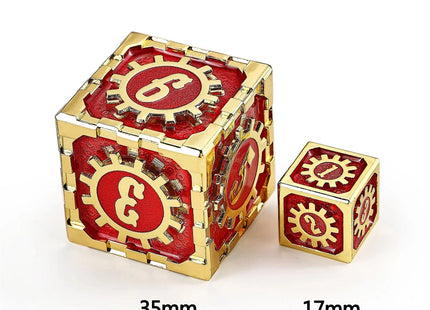 Gamers Guild AZ HYMGHO Mythic Size Cogcraft Fidget D6 Emberforge - Red and Gold HYMGHO