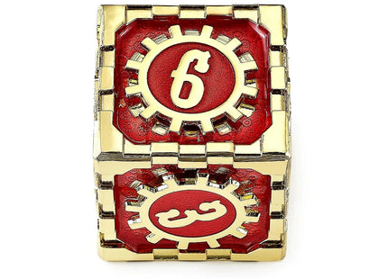 Gamers Guild AZ HYMGHO Mythic Size Cogcraft Fidget D6 Emberforge - Red and Gold HYMGHO