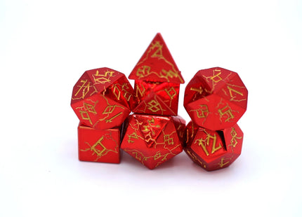 Gamers Guild AZ HYMGHO Red Chrome with Gold Solid Metal Barbarian Dice Set HYMGHO