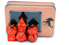 Gamers Guild AZ HYMGHO Red Chrome with Gold Solid Metal Barbarian Dice Set HYMGHO