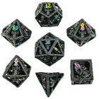Gamers Guild AZ HYMGHO Skull's Grin Hollow Metal Dice Set - Black with Chromatic HYMGHO