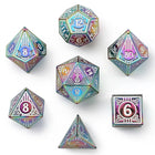 Gamers Guild AZ HYMGHO Solid Metal Bard Class RPG Dice Set - Rainbow w/White HYMGHO