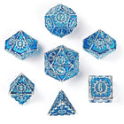 Gamers Guild AZ HYMGHO Solid Metal Cogcraft Dice Set - Silver W/Blue HYMGHO