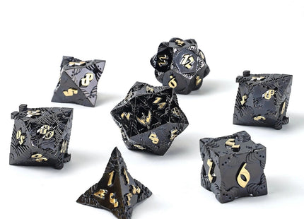 Gamers Guild AZ HYMGHO Solid Metal Paladin Class RPG Dice Set - Gunmetal w/ Gold HYMGHO