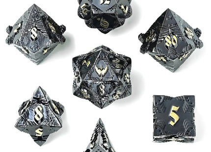 Gamers Guild AZ HYMGHO Solid Metal Paladin Class RPG Dice Set - Gunmetal w/ Gold HYMGHO