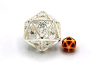 Gamers Guild AZ HYMGHO Titan Hollow Metal Dragon D20 - 55mm Silver w/ Black Numbers HYMGHO