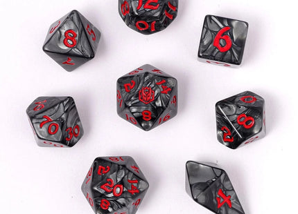 Gamers Guild AZ HYMGHO Wyrmforged Rollers - Rounded Edge 8 Piece Polyhedral Dice Set - Iron Golem HYMGHO