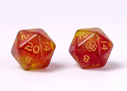 Gamers Guild AZ HYMGHO Wyrmforged Rollers - Rounded Edge 8 Piece Polyhedral Dice Set - Phoenix Feather HYMGHO