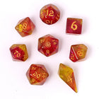 Gamers Guild AZ HYMGHO Wyrmforged Rollers - Rounded Edge 8 Piece Polyhedral Dice Set - Phoenix Feather HYMGHO