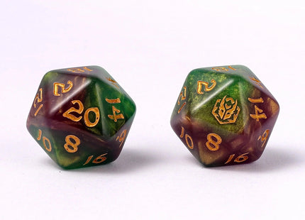Gamers Guild AZ HYMGHO Wyrmforged Rollers - Rounded Edge 8 Piece Polyhedral Dice set - Wyvern Venom HYMGHO