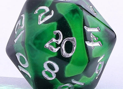 Gamers Guild AZ HYMGHO Wyrmforged Rollers - Rounded Resin Polyhedral Dice - Dragon Eye Green HYMGHO