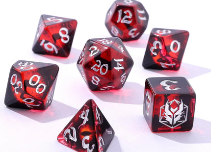 Gamers Guild AZ HYMGHO Wyrmforged Rollers - Rounded Resin Polyhedral Dice - Dragon Eye Red HYMGHO