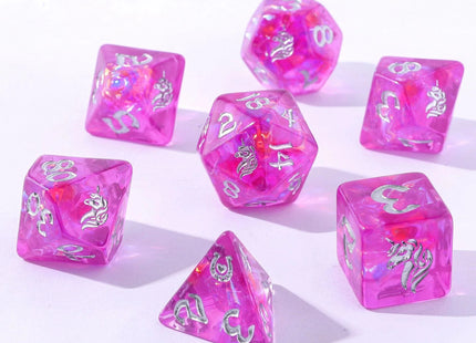 Gamers Guild AZ HYMGHO Wyrmforged Rollers - Rounded Resin Polyhedral Dice - Lumina Unicornia HYMGHO