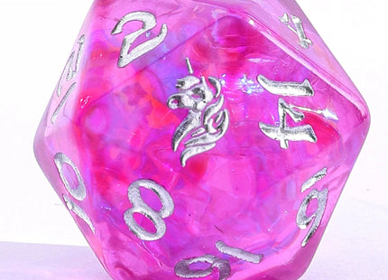 Gamers Guild AZ HYMGHO Wyrmforged Rollers - Rounded Resin Polyhedral Dice - Lumina Unicornia HYMGHO