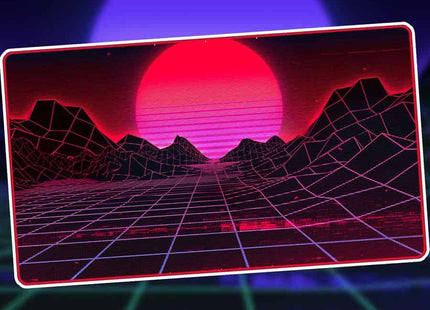 Gamers Guild AZ INFINITE BLACK LLC Infinite Black: Premium Retrowave Playmat: Mountain (Pre-Order) GTS