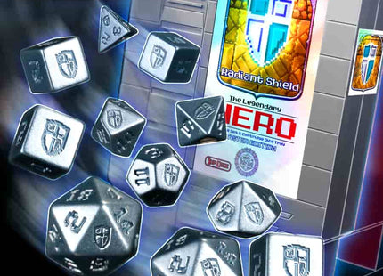 Gamers Guild AZ INFINITE BLACK LLC One-Up Dice: Polyhedral Cartridge 7ct Sets: Radiant Silver Shield GTS