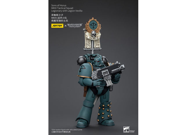 Gamers Guild AZ JoyToy JoyToy x Warhammer 40,000: Sons Of Horus Mk lV Tactical Squad Legionary with Legion Vexilla Discontinue