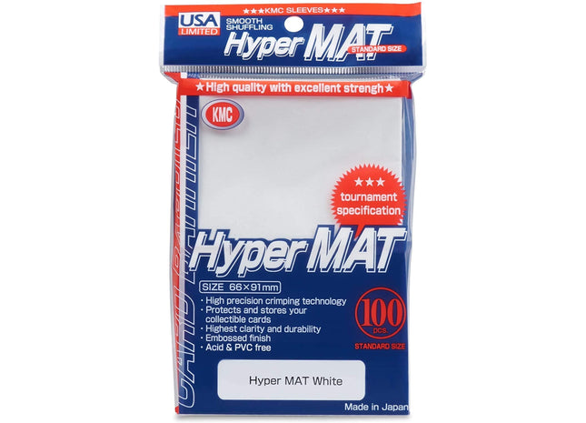Gamers Guild AZ KMC Card Sleeves: Hyper Matte White, USA Pack (100) Southern Hobby