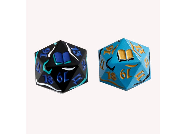 Gamers Guild AZ Let's Play Games LPG Dice: Dual Spindown Mage - Aqua/Gold Black/Blue (Pre-Order) AGD