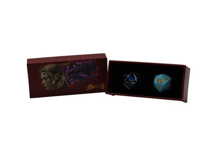 Gamers Guild AZ Let's Play Games LPG Dice: Dual Spindown Mage - Aqua/Gold Black/Blue (Pre-Order) AGD