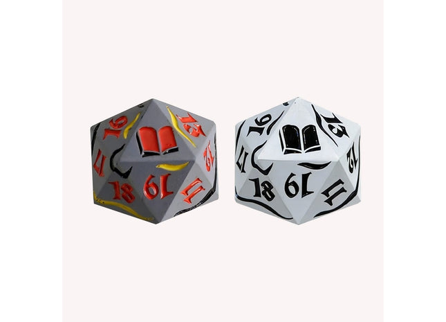 Gamers Guild AZ Let's Play Games LPG Dice: Dual Spindown Mage - White/Black Silver/Orange (Pre-Order) AGD