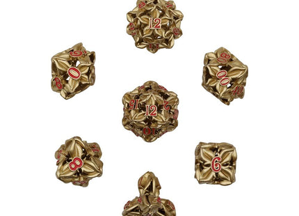 Gamers Guild AZ Let's Play Games LPG Dice: Leaf RPG Set - Gold/Red (Pre-Order) AGD