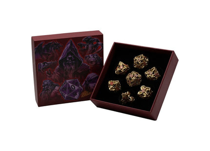 Gamers Guild AZ Let's Play Games LPG Dice: Leaf RPG Set - Gold/Red (Pre-Order) AGD