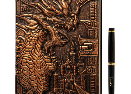 Gamers Guild AZ Lynx Accessories Lynx Accessories: 3D Faux-Leather Notebook / Journal - Bronze Dragon Quartermaster Direct