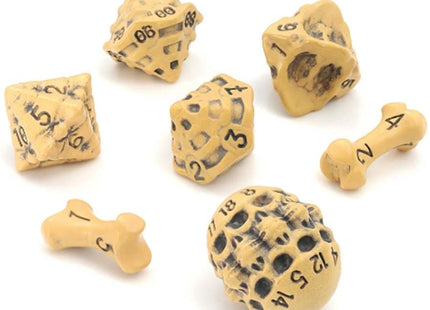 Gamers Guild AZ Lynx Accessories Lynx Accessories: Skull And Bone Full 7 Dice Set: Ancient Bone Yellow (Pre-Order) GTS