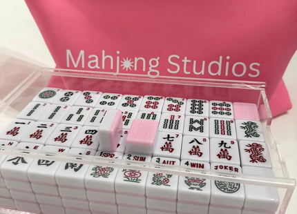 Gamers Guild AZ Mahjong Studios American Mahjong Set (166 Tiles) - 2-Color Pink, All in One Bundle Faire